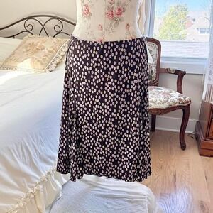 polka dot midi skirt  90s Max Studio black polka dot midi skirt size large